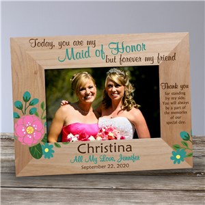 Personalized Bridesmaid Flower Wood Frame | Personalized Wood Picture Frames