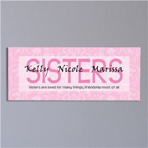 Sisters Are Loved... Wall Canvas | Personalized Sister Gifts