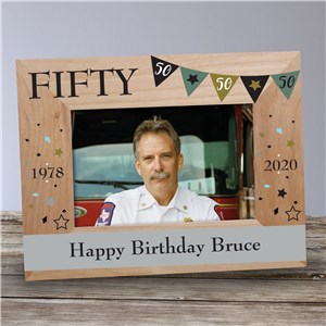 Personalized Birthday Pennant Banner Wood Frame | Personalized Happy Birthday Picture Frames