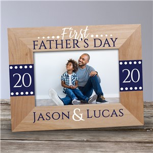 Personalized First Fathers Day Wood Picture Frame | Personalized Father's Day Picture Frames