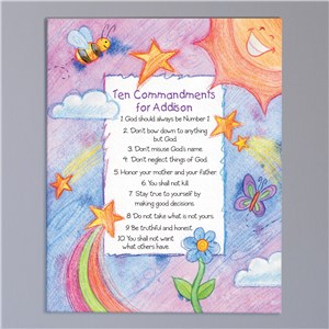 Custom Kids' Ten Commandments Canvas | Personalized Baptism Gifts