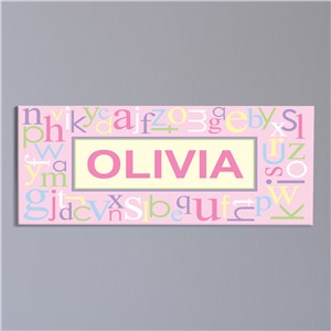 Personalized Pink Alphabet Name Wall Canvas | Personalized Art For Kids Room