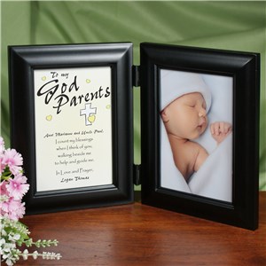 Count My Blessings Godparent Black Bi-Fold Personalized Picture Frame | Personalized Picture Frames