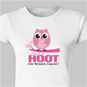 Give a Hoot Breast Cancer Awareness Fitted T-Shirt | Breast Cancer Shirt