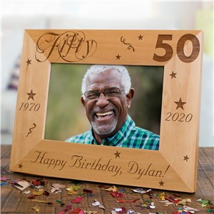 Personalized 50th Birthday Picture Frame | Personalized Wood Picture Frames