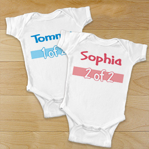 1 of 2 Twin Personalized Infant Bodysuit | Personalized Gifts For Twin Babies