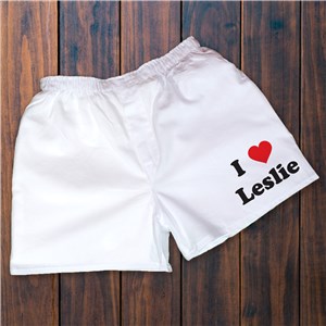 I Love You Men's White Personalized Boxer Shorts