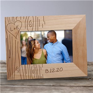 Engraved Couples Tree Carving Wood Picture Frame | Personalized Wood Picture Frames