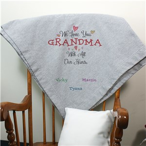 Personalized With All Our Heart Blanket | Personalized Gifts For Grandma