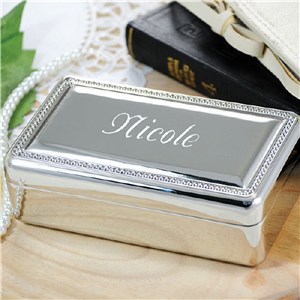 Engraved Beaded Silver Jewelry Box | Personalized Bridesmaid Jewelry Gifts