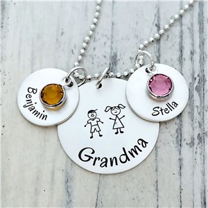 Personalized Grandma Handstamped Necklace | Personalized Valentine's Day Jewelry