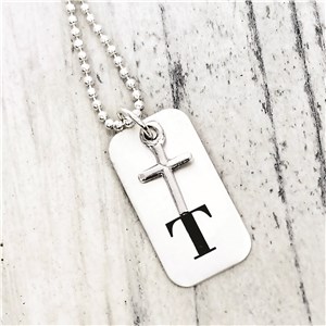 Boy Cross Dog Tag Hand Stamped Necklace DKBOYCROSS