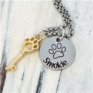 Paw Key To My Heart Hand Stamped Necklace DKCPETKEY