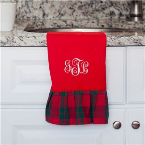 Embroidered Red Plaid Hand Towel | Monogrammed Christmas Towel