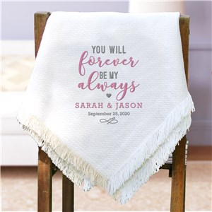 Embroidered Forever and Always White Throw | Romantic Home