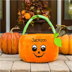 Embroidered Pumpkin Trick or Treat Basket | Personalized Trick Or Treat Bags