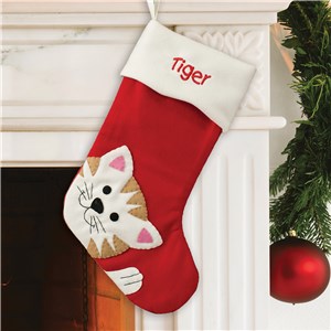 Embroidered Cat Stocking | Personalized Christmas Stockings For Cats