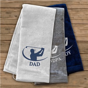 Embroidered Golfer Swing Golf Towel | Personalized Golf Gifts For Dad