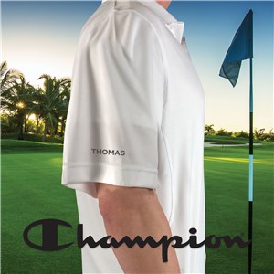 Embroidered Any Name Sleeve Champion White Polo E13103480X