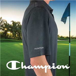 Embroidered Any Name Sleeve Champion Black Polo E13103481X