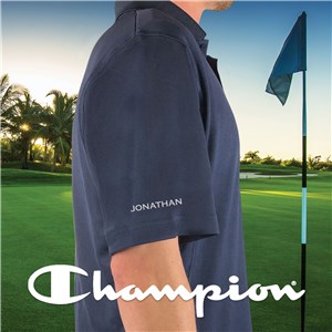 Embroidered Any Name Sleeve Champion Navy Polo E13103482X