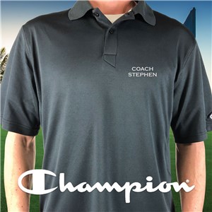 Embroidered Name Champion Black Polo E13104481X