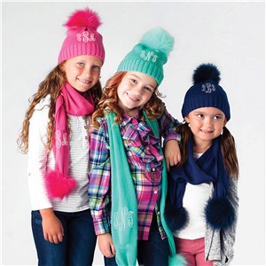 Monogrammed Knit Hat and Scarf | Kids Matching Hat and Scarf Set