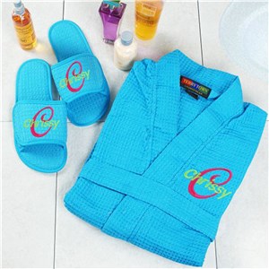 Embroidered Aqua Spa Gift Set | Embroidered Robe Set