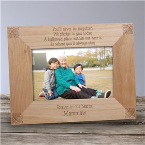 You'll Never Be Forgotten Memorial Wood Picture Frame | Personalized Wood Picture Frames