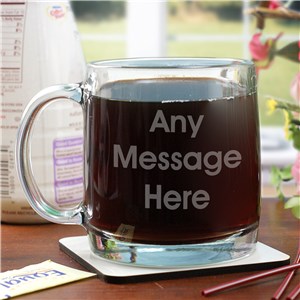 Engraved Block Message Glass Mug | Custom Coffee Mug