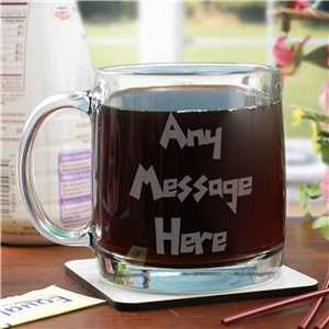 Engraved Funky Message Glass Mug G20160