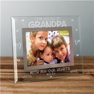 Engraved All Our Hearts Glass Picture Frame | Personalized Picture Frames