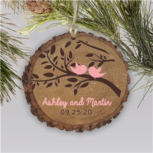 Personalized Love Birds Wood Couples Ornament | Personalized Couples Ornaments