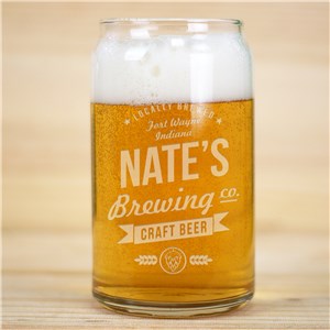 Engraved Craft Beer Brewing Co. Beer Can Glass | Personalized Barware