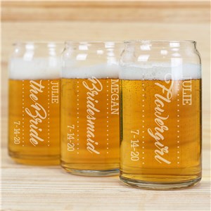 Personalized Bridal Party Beer Can Glass | Personalized Wedding Favors