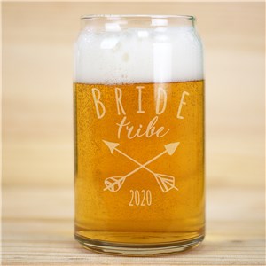 Engraved Bride Tribe Beer Can Glass | Personalized Bridesmaid Cup