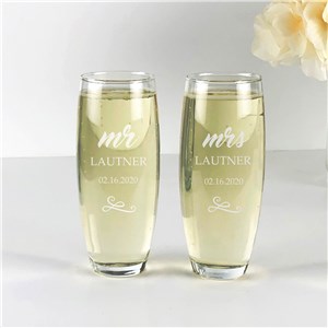 Engraved Wedding Glasses | Personalized Stemless Flutes