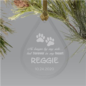 Engraved Pet Memorial Tear Drop Glass Ornament | Pet Memorial Ornament