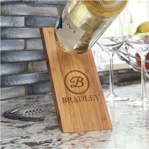 Engraved Initial Wine Bottle Balancer | Balancing Wine Bottle Holder