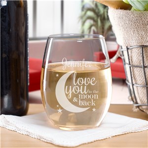 Engraved To The Moon and Back Stemless Wine | Romantic Home