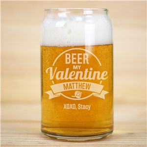 Engraved Beer My Valentine Beer Can Glass | Valentine's Day Gifts For Him