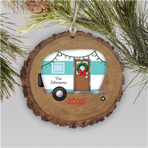 Personalized Happy Camper Wood Ornament | Personalized Christmas Ornaments