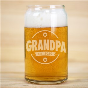 Engraved grandpa beer Can Glass | Bar Gifts for Dad