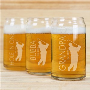 Engraved Golfer Beer Can Glass | Golfing Gifts