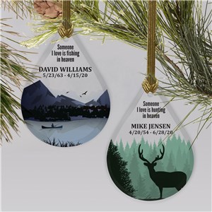 Personalized Fishing or Hunting Tear Drop Glass Memorial Ornament | Memorial Ornaments