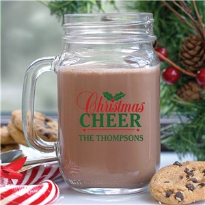 Personalized Christmas Cheer Mason Jar | Personalized Christmas Mugs