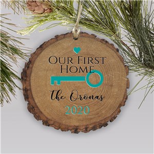 Personalized Our First Home Key Wood Ornament | Personalized Christmas Ornaments