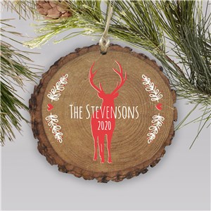 Personalized Holiday Deer Wood Ornament | Personalized Family Ornaments