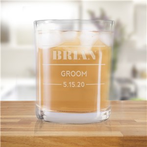 Engraved Wedding Party Rocks Glass | Groomsmen Whiskey Glasses