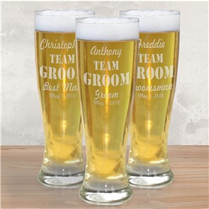 Engraved Wedding Party Team Pilsner Glass | Groomsmen Beer Glasses